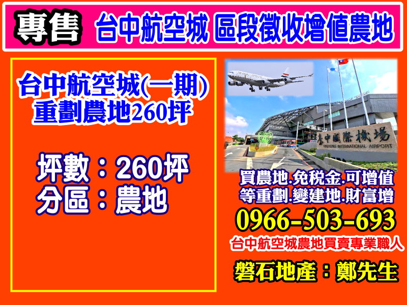 台中航空城(一期) 重劃農地260坪